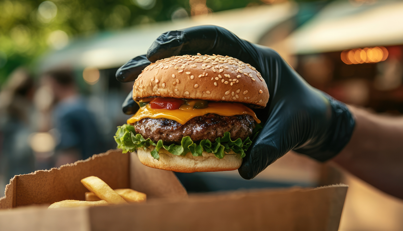 Hamburger da asporto preparato da Brazen & Banina a San Colombano al Lambro